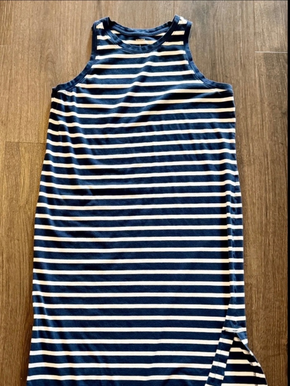 Sonoma Goods for Life Women's Striped Midi Tank Dress - Blue/White - Size L
